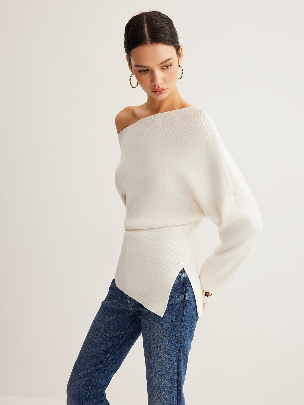 Elvoria | Women’s Cold Shoulder Knit Sweater