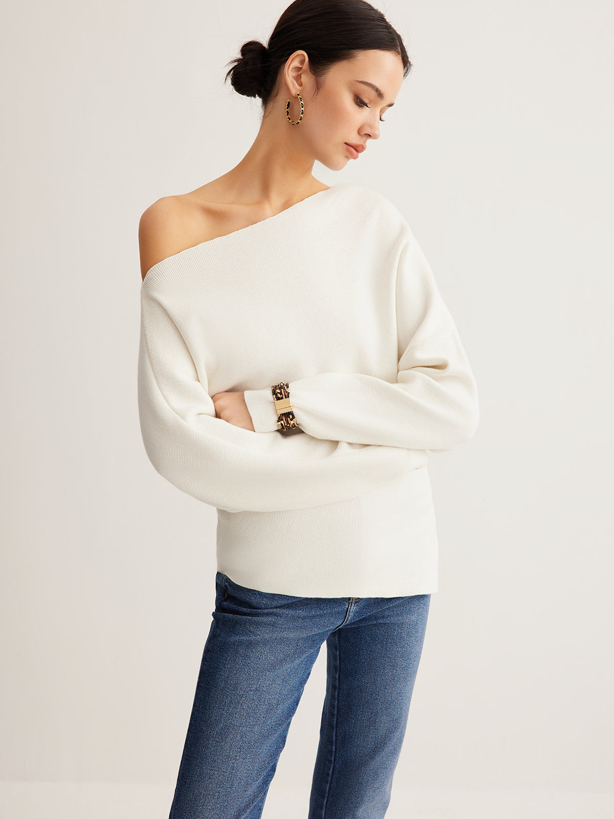 Elvoria | Women’s Cold Shoulder Knit Sweater
