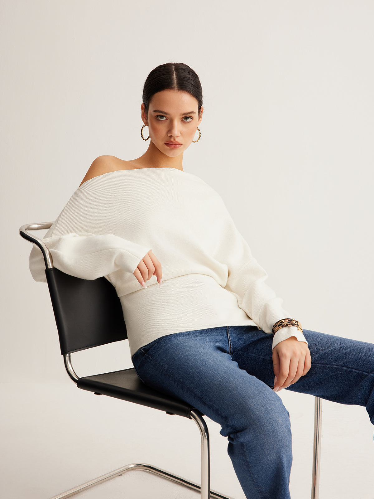 Elvoria | Women’s Cold Shoulder Knit Sweater