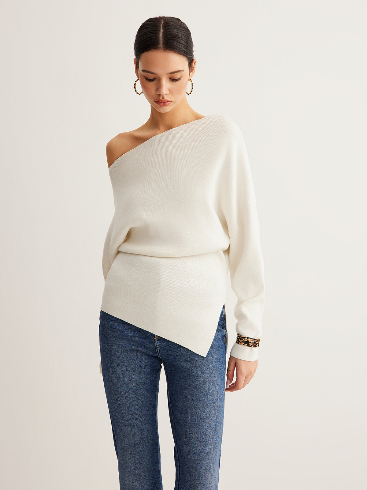 Elvoria | Women’s Cold Shoulder Knit Sweater